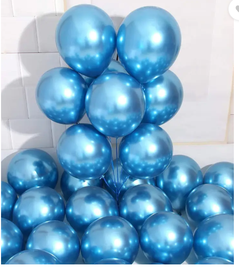 AMGHUB Solid Sky Blue Balloons – Pack of 100 (Metallic Finish, Latex, Reusable, Party Decoration)