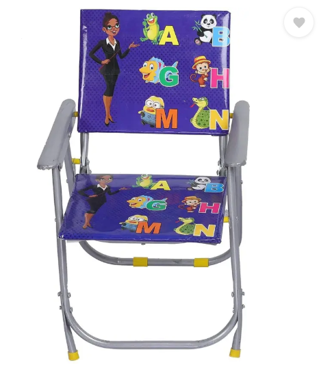 AMGHUB Pattern Printed Adjustable Foldable Study Table and Chair Set for Kids – Blue | Metal Frame | DIY Assembly