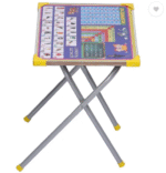 AMGHUB Pattern Printed Adjustable Foldable Study Table and Chair Set for Kids – Blue | Metal Frame | DIY Assembly