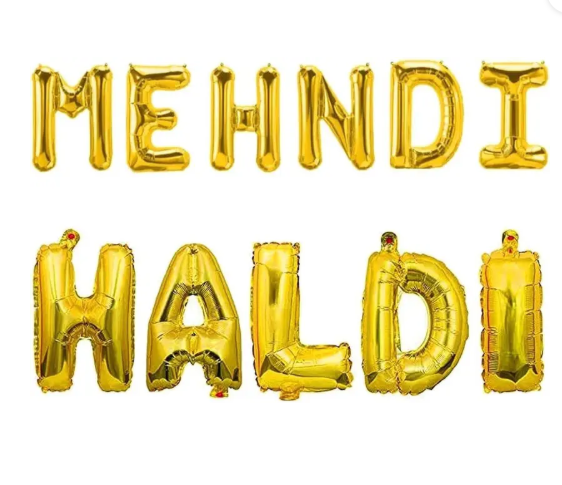 🟡 AMGHUB Haldi & Mehndi Foil Balloon – Yellow (Pack of 1)