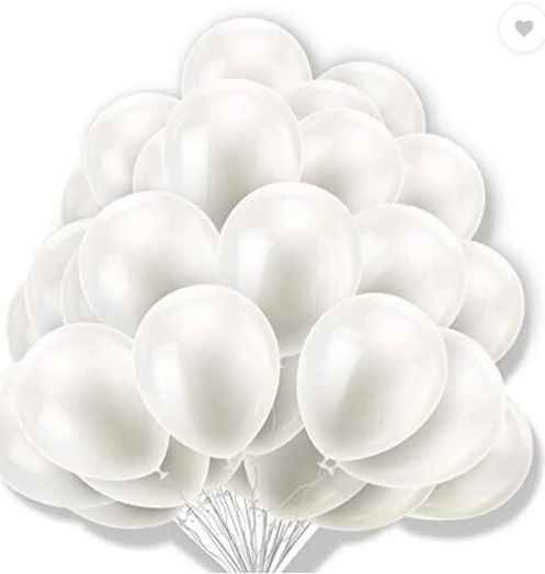 AMGHUB Solid White Balloons – Pack of 50 | Latex, Round, Metallic Finish, Reusable