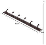 AMGHUB 6-Pin Bathroom Cloth Hanger Hook Rail – Pack of 4 | Wall/Door Mount, Steel Hooks, Brown