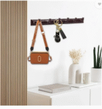 AMGHUB 6-Pin Bathroom Cloth Hanger Hook Rail – Pack of 4 | Wall/Door Mount, Steel Hooks, Brown