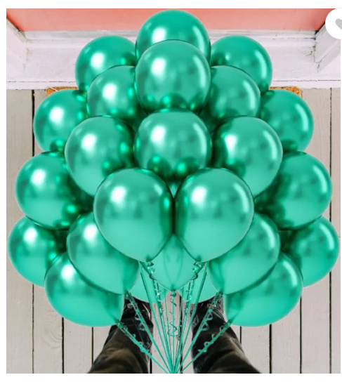 AMGHUB Solid Dark Green Metallic Balloons – Pack of 100 | 12-Inch Round Latex Finish for Premium Party Decoration