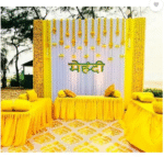 AMGHUB Haldi Mehndi Ceremony Decoration Board – Wedding/Shadi/Marriage Welcome Sign (Red, Yellow, Green)