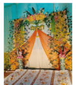 AMGHUB Haldi Mehndi Ceremony Decoration Board – Wedding/Shadi/Marriage Welcome Sign (Red, Yellow, Green)