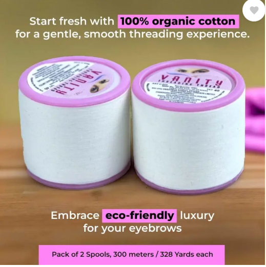 AMGHUB Eyebrow Thread – Pack of 2 | 100% Cotton Thread for Facial Hair Removal (300 m each, Total 600 m)