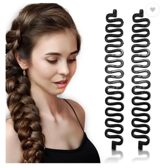 AMGHUB French Hair Styling Stick – 2 Pcs Bun Maker & Braiding Tool Set (Black)