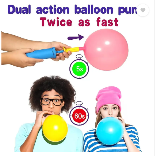 AMGHUB Balloon Pump – Pack of 2 | Manual Air Pump for Foil Balloons, Latex Balloons & Inflatable Toys (Multicolor)