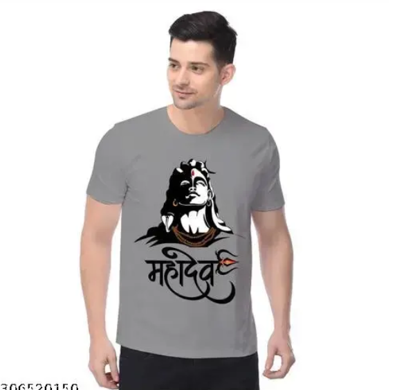 AMGHUB Mahadev Design Printed Polyester T-Shirt