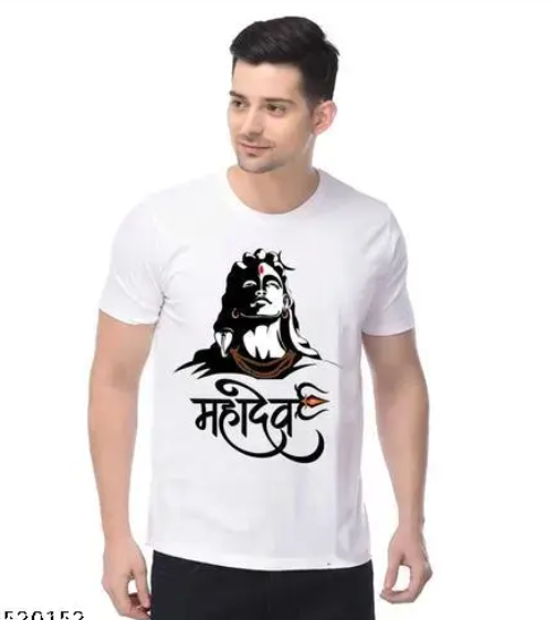 AMGHUB Mahadev Design Printed Polyester T-Shirt