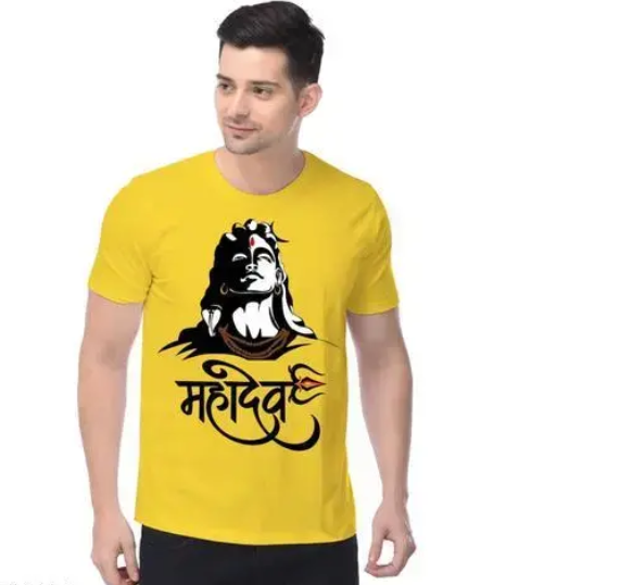 AMGHUB Mahadev Design Printed Polyester T-Shirt