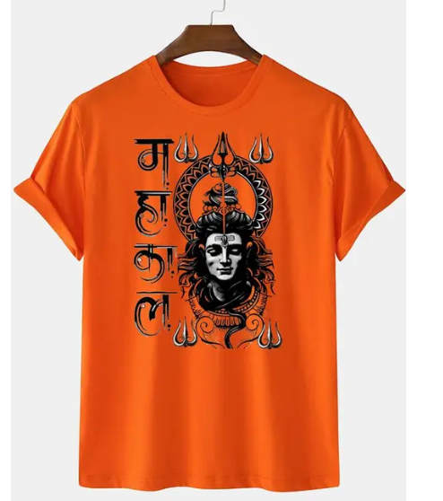 AMGHUB Mahadev Printed Orange T-Shirt – Devotion Meets Style
