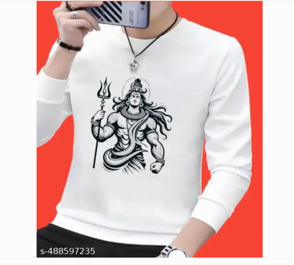 AMGHUB Mahakal Full Sleeve White T-Shirt for Men