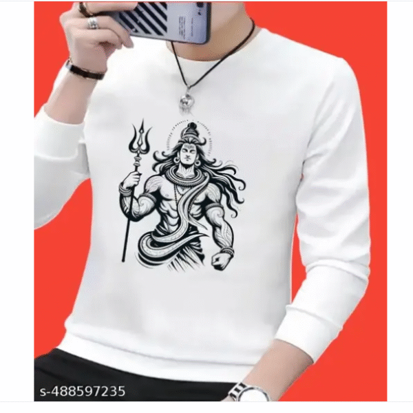 AMGHUB Mahakal Full Sleeve White T-Shirt for Men