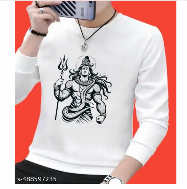 AMGHUB Mahakal Full Sleeve White T-Shirt for Men