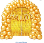 AMGHUB Haldi Bride To Be Golden Balloon Decoration Kit – Pack of 57 | Includes 16" Foil Letters, 50 Golden Balloons & 2 Golden Curtains | Haldi, Bachelorette & Bridal Shower Party Decor