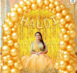 AMGHUB Haldi Bride To Be Golden Balloon Decoration Kit – Pack of 57 | Includes 16" Foil Letters, 50 Golden Balloons & 2 Golden Curtains | Haldi, Bachelorette & Bridal Shower Party Decor