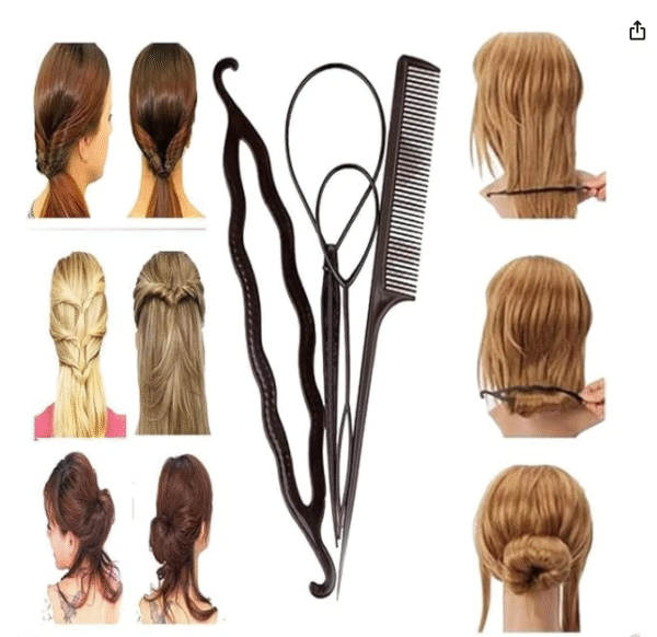 AMGHUB Hair Styling DIY Kit for Women & Girls – Complete Set with Ponytail Holder, Bobby Pins, Elastics, Braid Tools & Magic Twist Accessories | All Hair Types