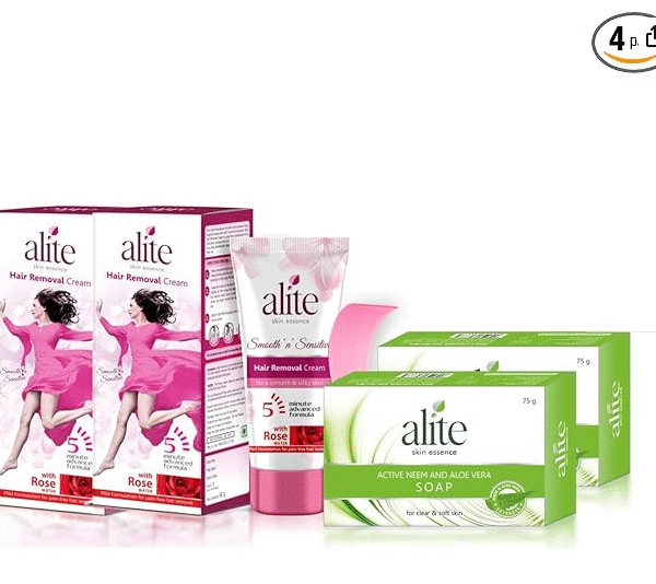 Combo Pack of 4 – Hair Removal Cream & Neem Aloe Vera Soap | Smooth & Nourished Skin with Natural Ingredients | Gentle, 5-Minute Formula – by AMGHUB