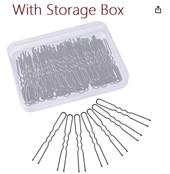 AMGHUB 100 Pieces Black U-Shape Juda Pins for Hair Styling | Bridal Bun Pins for Girls & Women