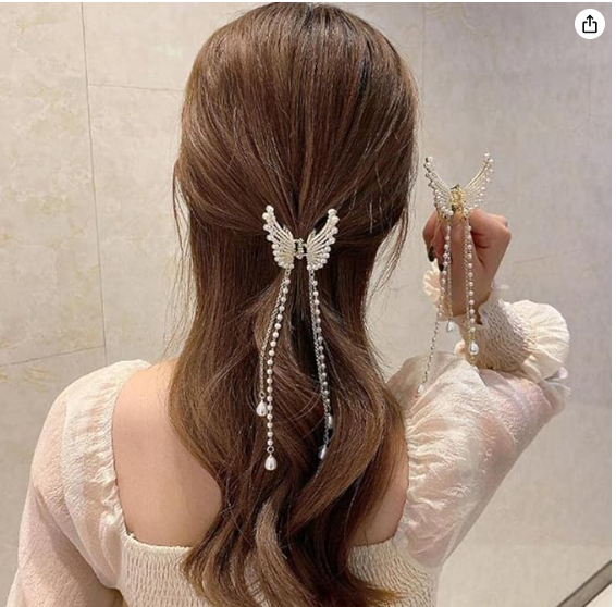 AMGHUB Korean Butterfly Hair Clip with Pearls