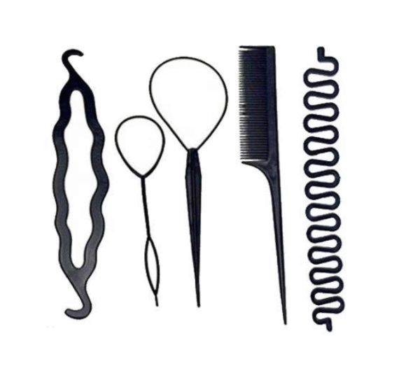 amghub Fashion Braids Tools | Hair Styling Kit for Women | Set of 5 Black Hair Accessories