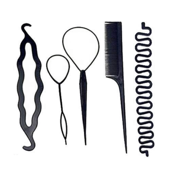 amghub Fashion Braids Tools | Hair Styling Kit for Women | Set of 5 Black Hair Accessories