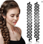 amghub DazzleDiva Hair Styling Tools Hair Style Accessories Hair Bun Maker For Tools For Hairstyle Styling Kit Style Braiding Machine Bun Maker French Braid Hair Tool Accessories For Woman 2 Pcs (Black)