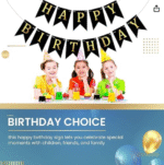 Amghub | Flyloons Happy Birthday Banner – 13 Pcs Black Cardstock Set with Ribbon