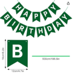 Amghub | Flyloons Happy Birthday Banner – 13 Pcs Green Cardstock Set with Ribbon