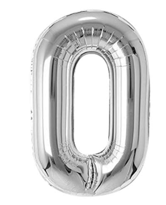 AMGHUB | Rozi Decoration 32" Silver Number Foil Balloon (0) | Helium-Compatible | Large Size | Self-Sealing | Birthday, Anniversary, Graduation Decor