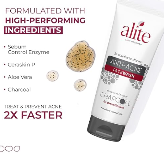 Alite Anti-Acne Face Wash with Black Charcoal Beads (70g)