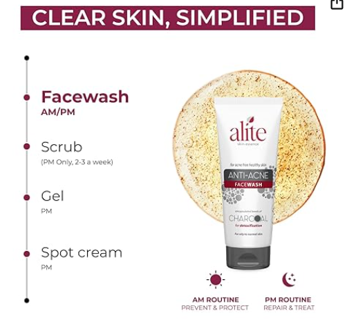 Alite Anti-Acne Face Wash with Black Charcoal Beads (70g)