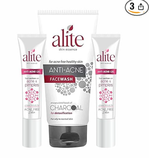 Alite Skin Care Combo Pack of 3 (2 Anti-Acne Gels – 15g Each & 1 Charcoal Face Wash – 75g)