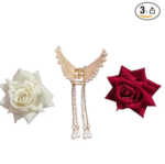 AMGHUB Pearl Butterfly Claw with Rose Clip Combo Pack – Stylish Hair Accessories for Women & Girls (Set of 3)