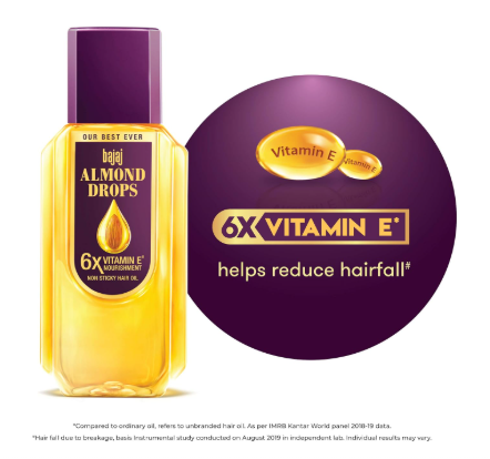 Bajaj Almond Drops Hair Oil, 280ml – Light & Non-Sticky with 6X Vitamin E