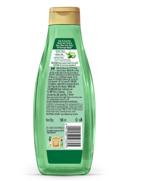 Hair & Care Damage Repair Non-Sticky Hair Oil with Aloe Vera, Olive Oil & Green Tea – 500ml