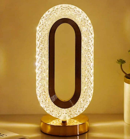 The Flair Store™ Crystal Diamond Oval Table Lamp – Touch Control & 3-Way Dimmable