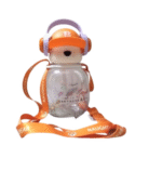 Naughty Bear Earphone Holder Water Bottle – 100ml Sipper (Orange, Multicolor Design)