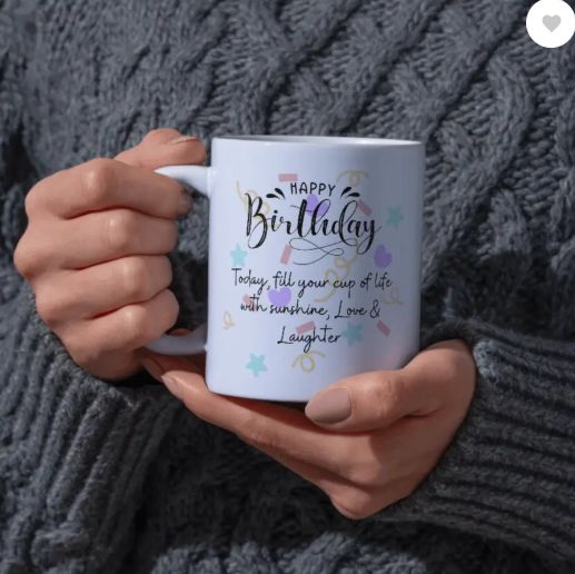 AMGHUB Happy Birthday Printed Ceramic Coffee Mug – 350 ml