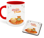 WHATS YOUR KICK – Karva Chauth Red Ceramic Coffee Mug with Coaster (D3)