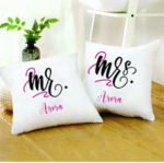 AMGHUB Surname Printed Couple Mugs “Mr & Mrs Ahmed” – Set of 2 Ceramic Mugs (330 ml Each, Microwave Safe)