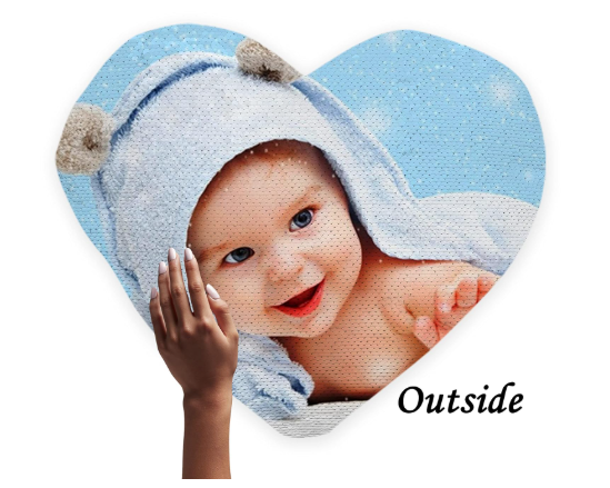 AMGHUB Personalized Magical Heart Photo Cushion – 16x16 Inches (White)