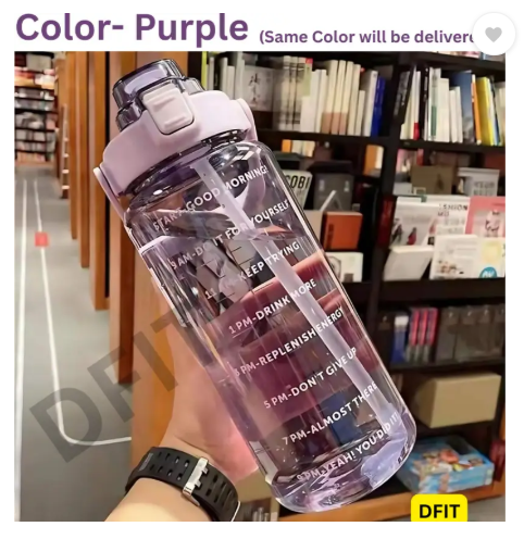AMGHUB 2000 ml Plastic Motivational Water Bottle – Purple (Pack of 1)