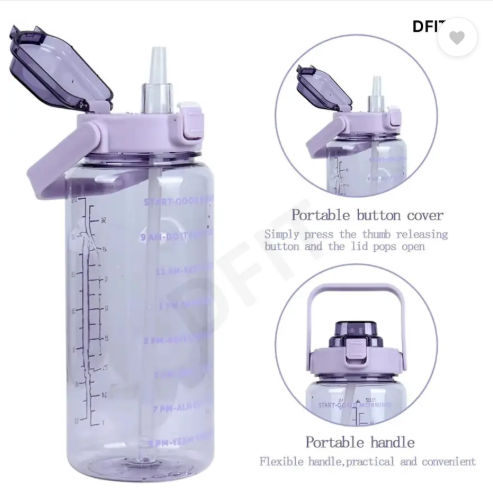 AMGHUB 2000 ml Plastic Motivational Water Bottle – Purple (Pack of 1)