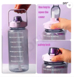AMGHUB 2000 ml Plastic Motivational Water Bottle – Purple (Pack of 1)