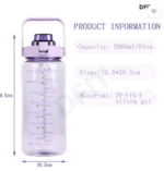 AMGHUB 2000 ml Plastic Motivational Water Bottle – Purple (Pack of 1)