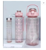 AMGHUB 3000 ml Plastic Motivational Water Bottle – Pink (Pack of 3)