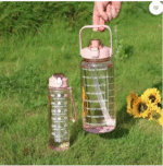 AMGHUB 3000 ml Plastic Motivational Water Bottle – Pink (Pack of 3)